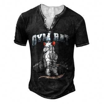 Gym Rat Fitness Bodybuilding Men's Henley Button-Down 3D Print T-shirt - Thegiftio UK