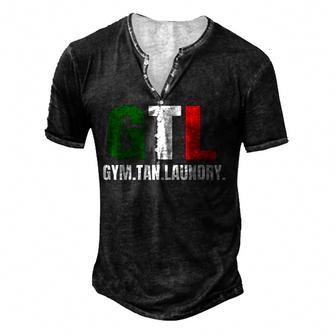 Gym Tan Laundry Gtl New Jersey Garden Nj Shore Italian Flag Men's Henley Button-Down 3D Print T-shirt - Thegiftio UK