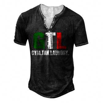 Gym Tan Laundry Gtl New Jersey Garden Nj Shore Italian Flag V2 Men's Henley Button-Down 3D Print T-shirt - Thegiftio UK