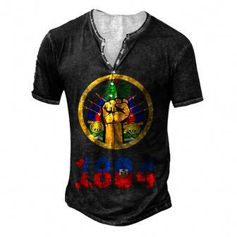 Haiti Haitian Revolution 1804 Independence Flag Day Men's Henley Button-Down 3D Print T-shirt - Thegiftio UK