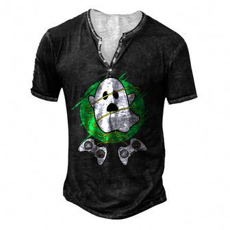 Halloween Boys Ghost Gamer Kids Men Funny Halloween Men's Henley Button-Down 3D Print T-shirt - Thegiftio UK