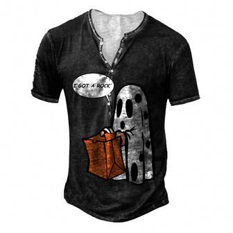 Halloween I Got A Rock Ghost Men's Henley Button-Down 3D Print T-shirt - Thegiftio UK