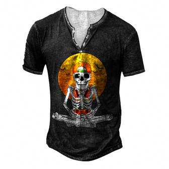 Halloween Skeleton Gamer Video Gaming Boys Men Kids Ns Men's Henley Button-Down 3D Print T-shirt - Thegiftio UK