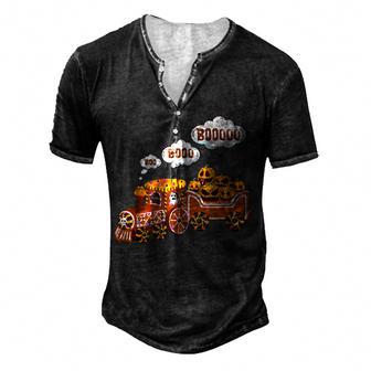Halloween Train Boo Cute Ghost Pumpkin Toddler Kids Boys Men Men's Henley Button-Down 3D Print T-shirt - Thegiftio UK