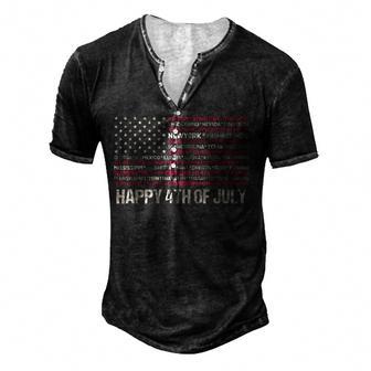 Happy 4Th Of July American Flag Patriotic Outfits Men's Henley Button-Down 3D Print T-shirt - Thegiftio UK