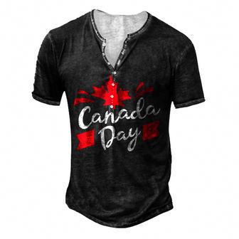 Happy Canada Day Funny Maple Leaf Canadian Flag Kids Men's Henley Button-Down 3D Print T-shirt - Thegiftio UK