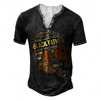 Happy Father’S Day Black Father King Afro African Man Men's Henley Button-Down 3D Print T-shirt - Thegiftio UK
