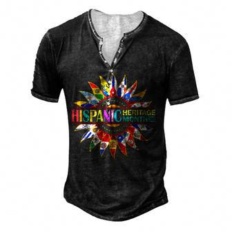 Happy Hispanic Heritage Month Latino Countries Flags V2 Men's Henley Button-Down 3D Print T-shirt - Thegiftio UK
