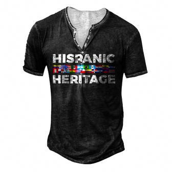 Happy Hispanic Heritage Month Latino Country Flags Men's Henley Button-Down 3D Print T-shirt - Thegiftio UK