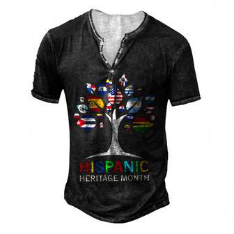 Happy Hispanic Latino Heritage Month Latin Countries Flags Men's Henley Button-Down 3D Print T-shirt - Thegiftio UK