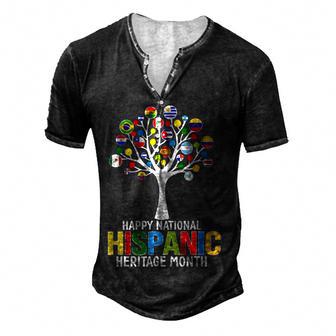Happy National Hispanic Heritage Month 2022 Countries Flag Men's Henley Button-Down 3D Print T-shirt - Thegiftio UK