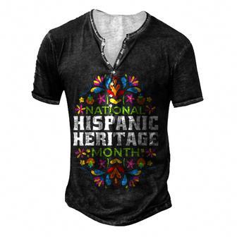 Happy National Hispanic Heritage Month Latino Pride Flag Men's Henley Button-Down 3D Print T-shirt - Thegiftio UK