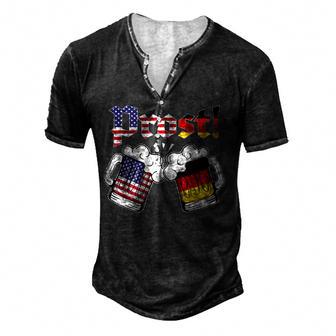 Happy Oktoberfest 2022 American German Munich Flag Prost Men's Henley Button-Down 3D Print T-shirt - Thegiftio UK