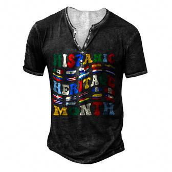 Hispanic Heritage Month Latino Countries Flag Groovy Men's Henley Button-Down 3D Print T-shirt - Thegiftio UK