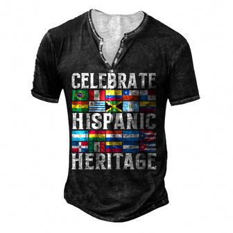 Hispanic Heritage Month Latino Flag All Countries Men's Henley Button-Down 3D Print T-shirt - Thegiftio UK