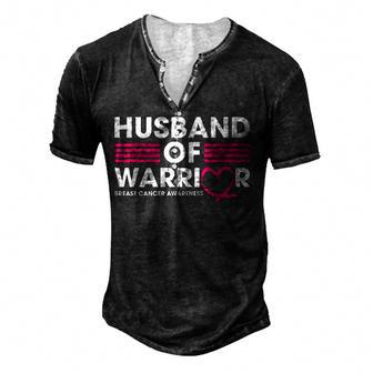 Husband Of A Warrior Breast Cancer Awareness Pink Men's Henley Button-Down 3D Print T-shirt - Thegiftio UK