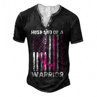 Husband Of A Warrior Breast Cancer Awareness Support Squad Men's Henley Button-Down 3D Print T-shirt - Thegiftio UK