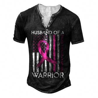 Husband Of A Warrior Breast Cancer Awareness Support Squad Men's Henley Button-Down 3D Print T-shirt - Thegiftio UK
