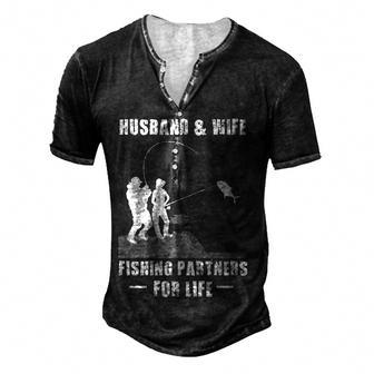 Husband And Wife Fishing Partners Men's Henley T-Shirt - Seseable