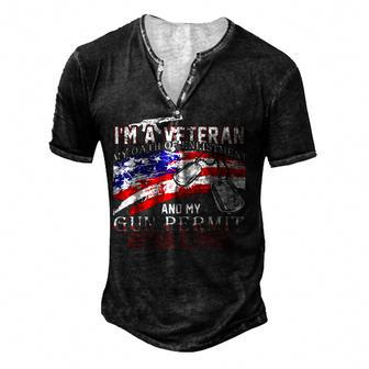 I Am A Veteran My Oath Never Expires I Am A Grumpy Veteran Men's Henley Button-Down 3D Print T-shirt - Thegiftio UK