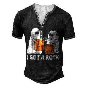 I Got A Rock Funny Boo Ghost Happy Halloween Costume Men's Henley Button-Down 3D Print T-shirt - Thegiftio UK