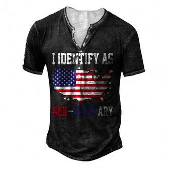 I Identify As Non-Biden Amy America Flag Apparel Men's Henley Button-Down 3D Print T-shirt - Thegiftio UK