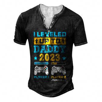 I Leveled Up To Daddy 2023 Soon To Be Dad Fathers Day Gift Men's Henley Button-Down 3D Print T-shirt - Thegiftio UK