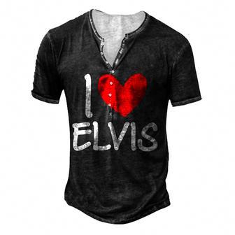 I Love Elvis Name Personalized Men Guy Bff Friend Heart V2 Men's Henley Button-Down 3D Print T-shirt - Thegiftio UK