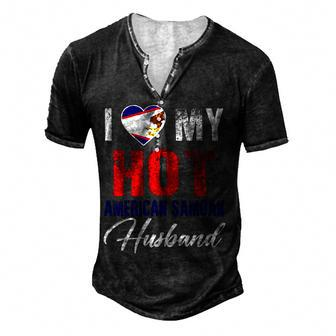 I Love My Hot American Samoan Husband American Men's Henley Button-Down 3D Print T-shirt - Thegiftio UK
