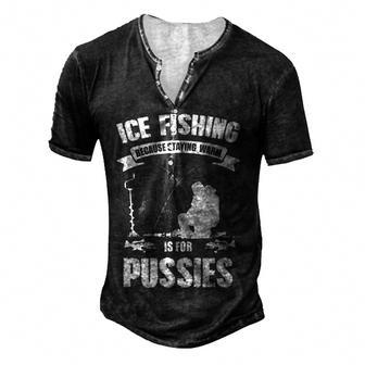 Ice Fishing V2 Men's Henley T-Shirt - Seseable