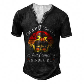 Im A Halloween And Camping Kinda Girl Queen Funny Men's Henley Button-Down 3D Print T-shirt - Thegiftio UK