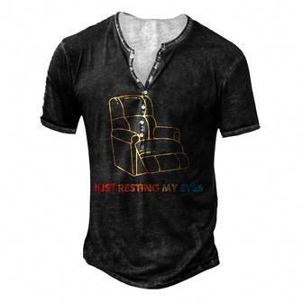 Im Not Sleeping Im Just Resting My Eyes Vintage Dad Gifts Men's Henley Button-Down 3D Print T-shirt - Thegiftio UK
