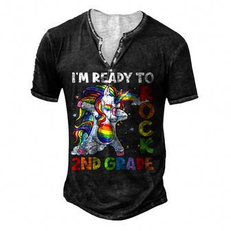 Im Ready To Rock 2Nd Grade Back To School Unicorn Girls Men's Henley Button-Down 3D Print T-shirt - Thegiftio UK