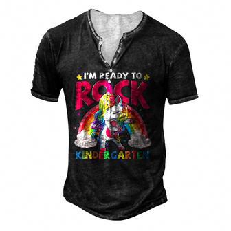 Im Ready To Rock Kindergarten Unicorn Girls Back To School Men's Henley Button-Down 3D Print T-shirt - Thegiftio UK
