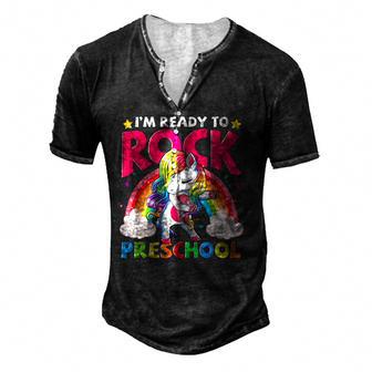 Im Ready To Rock Preschool Unicorn Girls Back To School Men's Henley Button-Down 3D Print T-shirt - Thegiftio UK