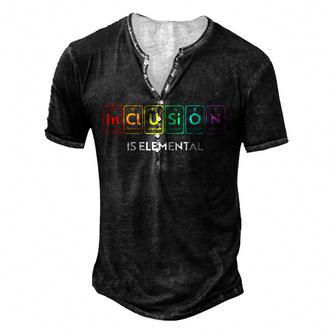 Inclusion Is Elemental Lgbt Flag Gay Pride Month Men's Henley Button-Down 3D Print T-shirt - Thegiftio UK