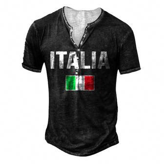 Italy Italian Flag Italia Souvenir Men's Henley Button-Down 3D Print T-shirt - Thegiftio UK