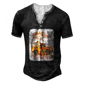 Its Fall Yall Beagle Riding Truck Pumpkin Autumn Fall Men's Henley Button-Down 3D Print T-shirt - Thegiftio UK