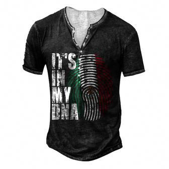 Its In My Dna Mexico Mexican Flag Independence Day Men's Henley Button-Down 3D Print T-shirt - Thegiftio UK