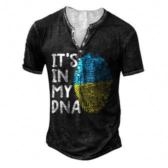 Its In My Dna Ukraine Ukrainian Ukraine Flag Ukraine Men's Henley Button-Down 3D Print T-shirt - Thegiftio UK