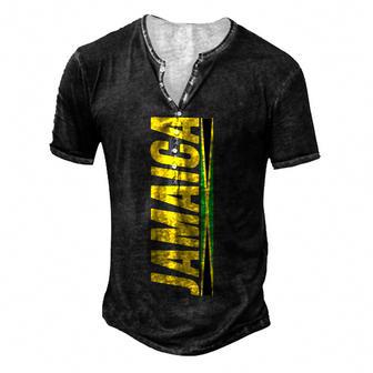 Jamaican Flag Jamaica Color Love Gift Souvenir Men's Henley Button-Down 3D Print T-shirt - Thegiftio UK