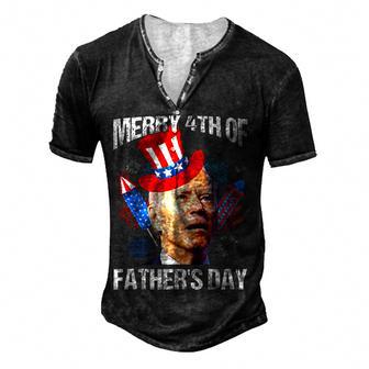 Joe Biden Confused Merry 4Th Of Fathers Day Fourth Of July V5 Men's Henley Button-Down 3D Print T-shirt - Thegiftio UK