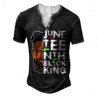 Junenth Black King Melanin Father Dad Son Dad Men's Henley Button-Down 3D Print T-shirt - Thegiftio UK