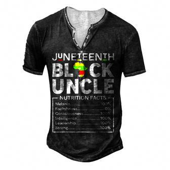 Junenth Black Uncle King Melanin Dad African Father Day Men's Henley Button-Down 3D Print T-shirt - Thegiftio UK