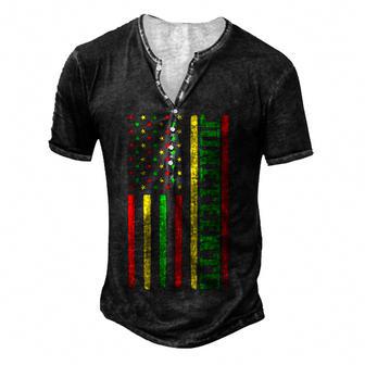 Junenth In A Flag For Black History Day June 19Th 1865 Men's Henley Button-Down 3D Print T-shirt - Thegiftio UK