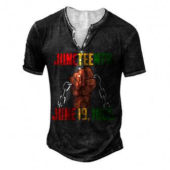 Junenth June 19Th 1865 Junenth Black Freedom Day Flag V2 Men's Henley Button-Down 3D Print T-shirt - Thegiftio UK