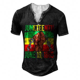 Junenth June 19Th 1865 Junenth Black Freedom Day Flag V4 Men's Henley Button-Down 3D Print T-shirt - Thegiftio UK