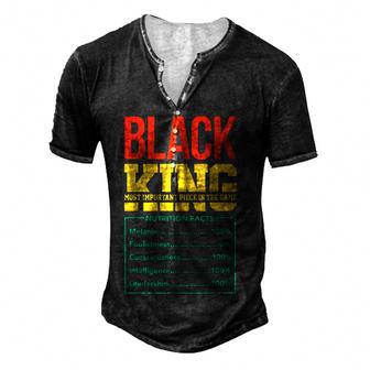 Junenth King Black Dad Fathers Day Nutrition Facts Father Men's Henley Button-Down 3D Print T-shirt - Thegiftio UK