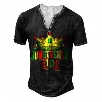 Junenth King Men Boy Afro African American June 19 Men's Henley Button-Down 3D Print T-shirt - Thegiftio UK