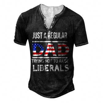 Just A Regular Dad Fathers Day Dad Liberals Anti Joe Biden Men's Henley Button-Down 3D Print T-shirt - Thegiftio UK
